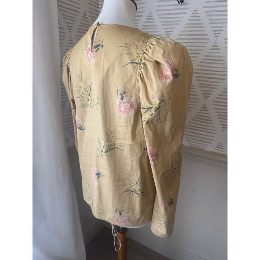 Rebecca Taylor Women’s Medium Sylvie Fleur Yellow Floral Puff Sleeve Top - Picture 6 of 9
